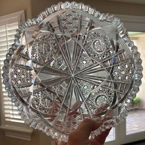 Stunning Antique Gundy Clapperton Othello Pattern 8” Brilliant Cut Glass Bowl